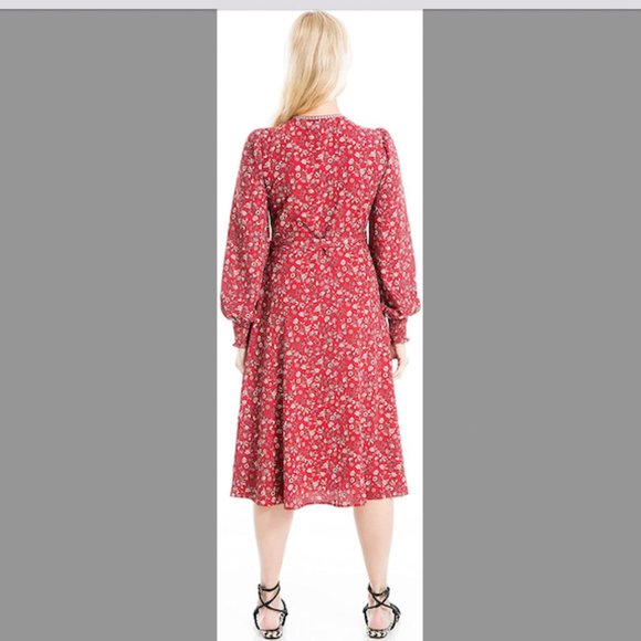 NWT Max Studio Dot Print Balloon Sleeve Wrap Dress S - Picture 3 of 4
